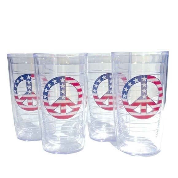 Tervis American Flag Peace Tumblers Set of 4 - 16 ounce. Made in America NWOT - Picture 1 of 4